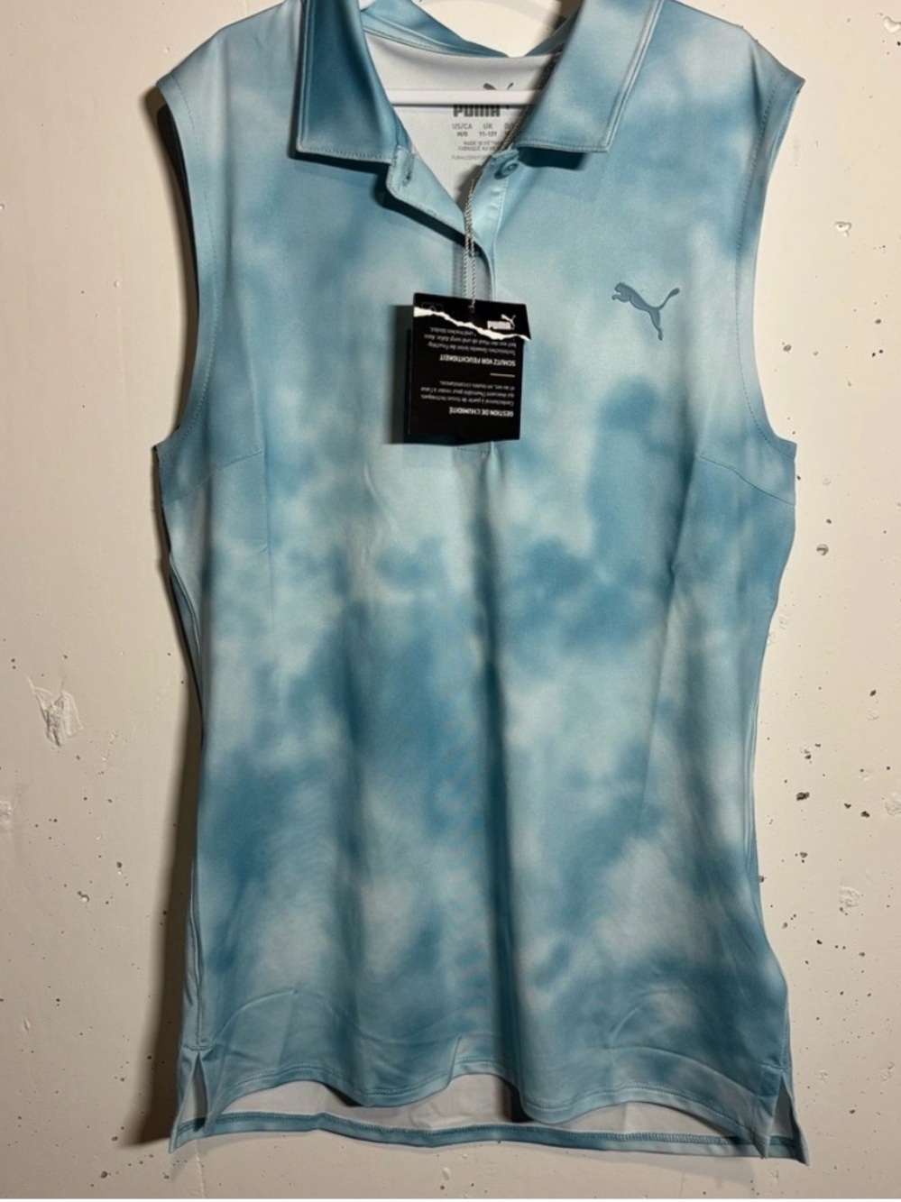 Puma Girls Sleeveless Polo Tank - Light Blue Tie-Dye